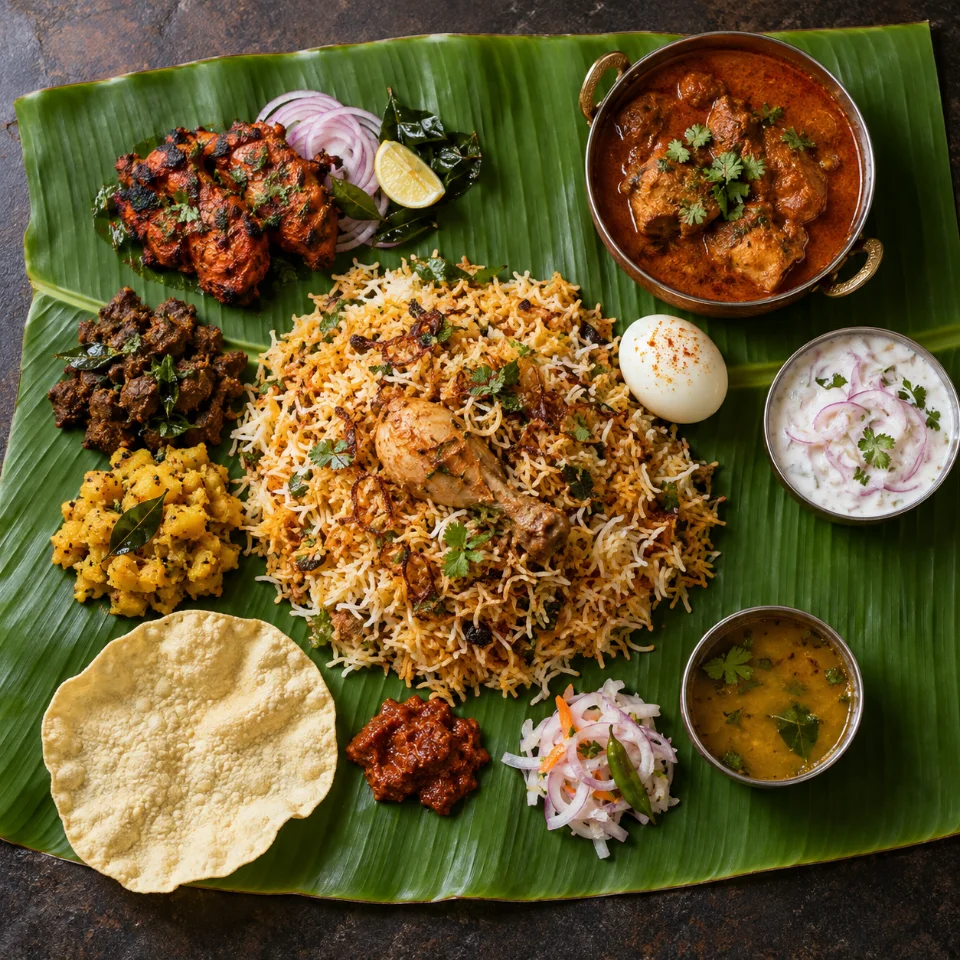 South Indian non-vegetarian meal